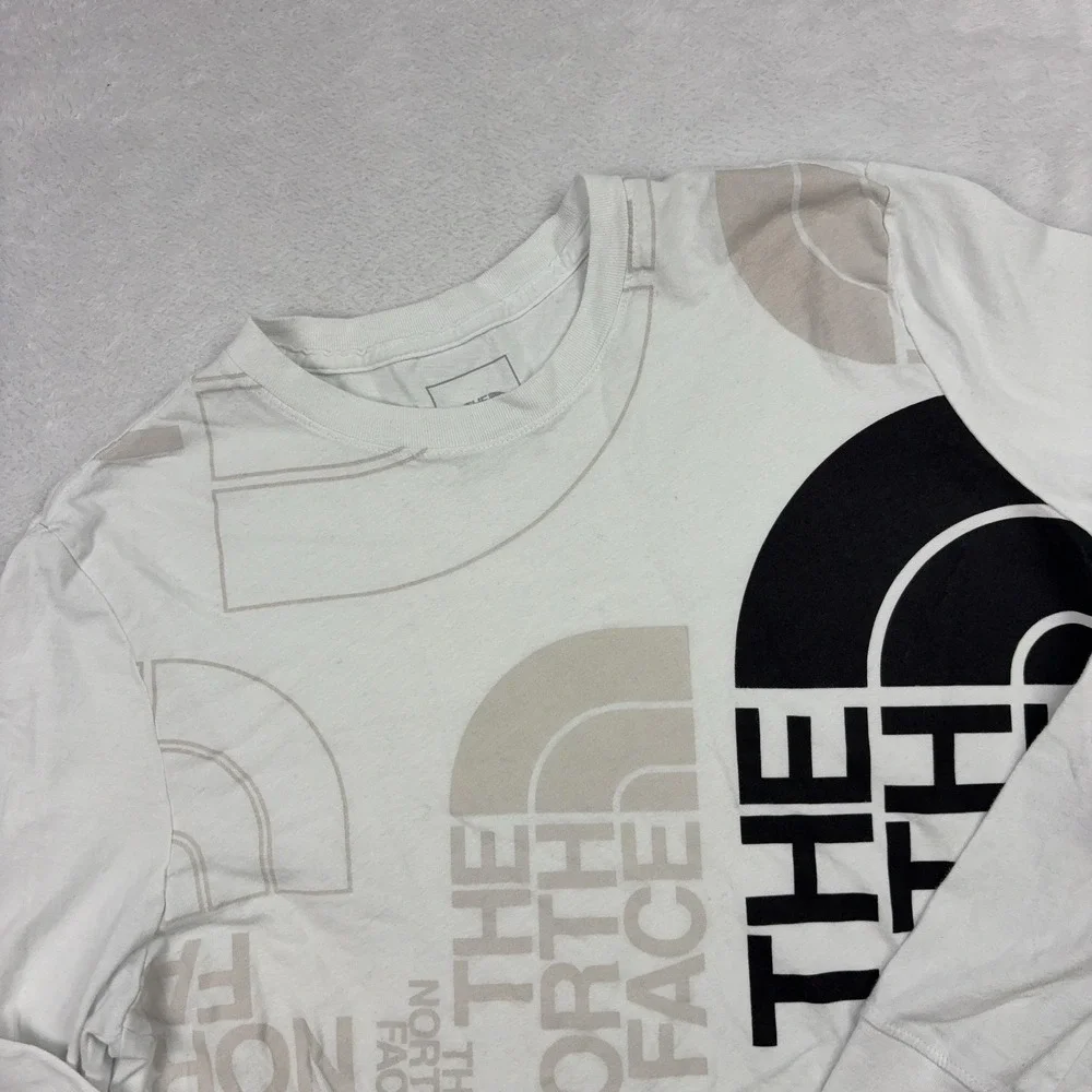 The North Face Reg. Fit Long Sleeve T-Shirt Womens M White Graphic Logo